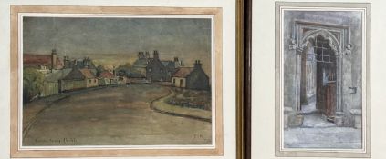 D.C.M, Evening in Aberlady, watercolour and pen on paper, signed and titles below, in a gilt
