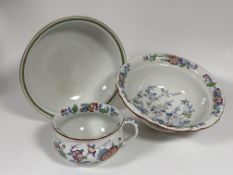 A Masons Ironstone china part toilet set decorated with transfer printed Chantilly pattern hand