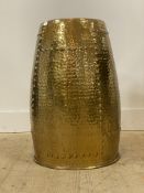 A planished brass stick stand (H62cm) together with a Victorian style wire work towel rail. (