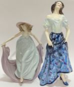 A ceramic Royal Doulton 'Carmen' figure of a lady (marked verso, h- 29cm), together with a Lladro fi