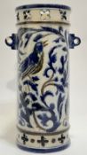 An unusual CJC Fulham salt glazed stoneware vase of cylindrical form with decoration (possibly by Ed