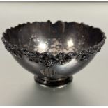 Property of the late Countess Haig: A white metal chased vine leaf and grape bordered bowl with