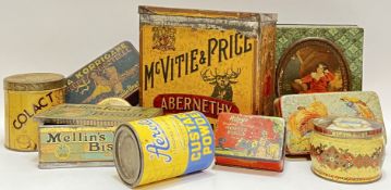 A collection of vintage biscuit/confectionary tins comprising a large McVitie and Price Abernethy
