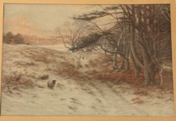 Joseph Farquharson (Scottish 1846-1935), Midwinter print, in a wooden glazed mounted frame. (