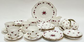 A mixed group of floral decorated tea wares (Crown Regent, Duchess china, Colclough, Queen Anne Bone