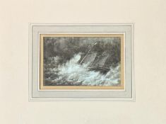 Charles.A.Graves?, Master ship at sea, watercolour, in a wooden mounted glazed frame. (8.5cmx13.