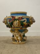 A large Minton style ceramic vase in the Neoclassical taste, the the vase with greek key and