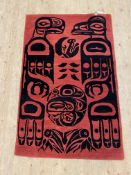 An Indigenous North American design dyed Himalayan wool wall hanging or rug, made in Nepal, 170cm