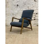 G-Plan, A Siestsa mid century stained beech framed open armchair with upholstered back and seat,