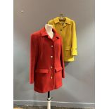Two 1970s Aquascutum fitted wool coats, one, red with half belt to back (chest: 38" l.31") the other