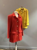 Two 1970s Aquascutum fitted wool coats, one, red with half belt to back (chest: 38" l.31") the other