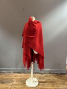 A red wool/cashmere wrap, Johnstons of Elgin
