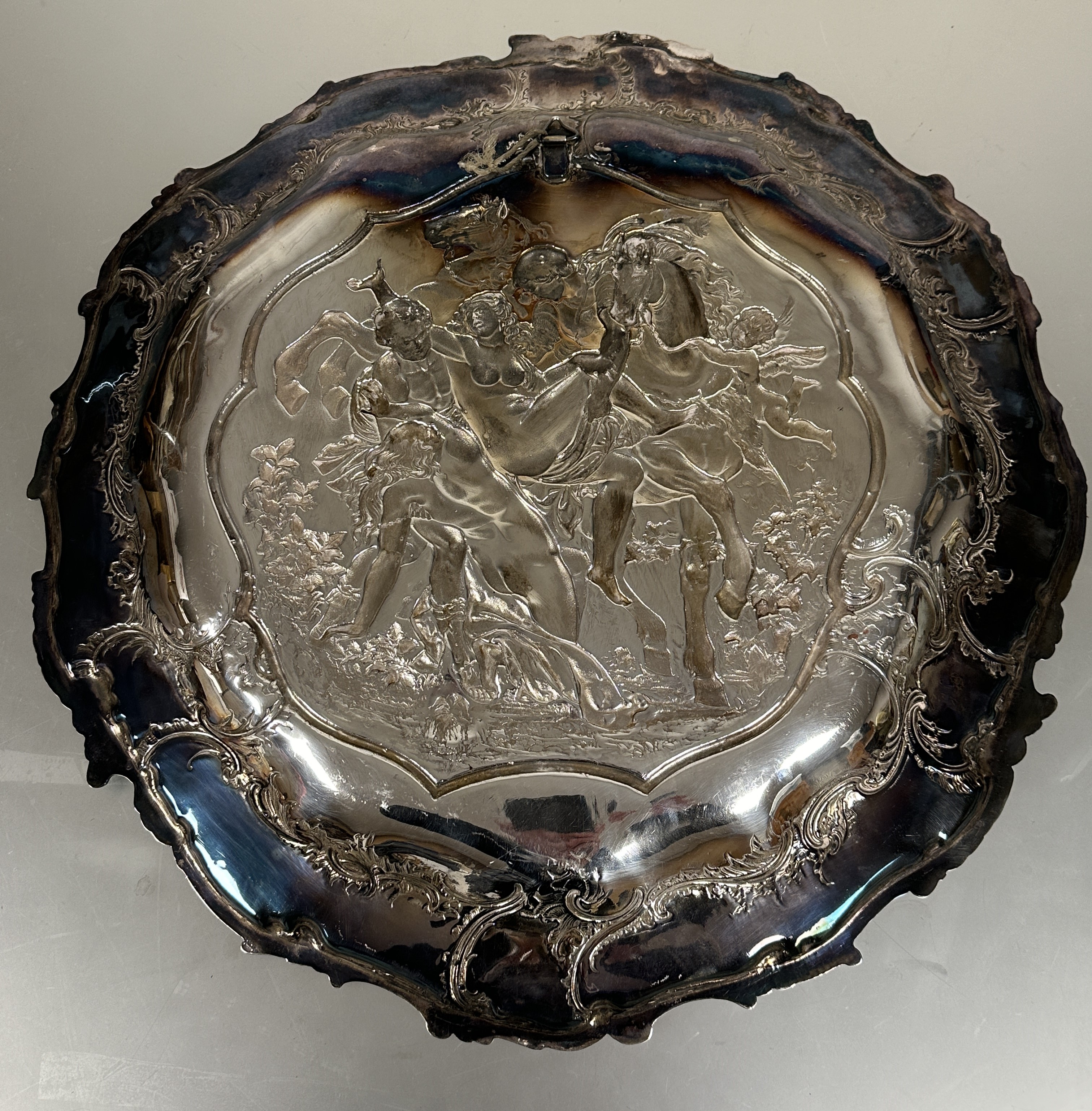 A late 19thc Sheffield plated wall plaque depicting a Roman scene after the triumph of Galatea - Image 3 of 3