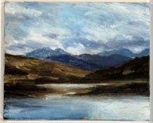 Unknown Artist, Loch Maragan, Winter '07, oil on canvas in a wooden frame. (24cmx30cm)
