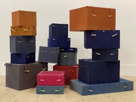 A collection of Chinese Object D 'Art presentation boxes, of various styles and colours, each with