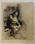 Enoch Fairhurst (1874-1945), The Cordwainer, dry-point etching 10/50, signed and titled bellow,