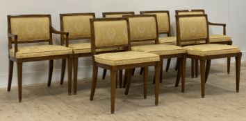 A set of eight (6+2) French Napoleon III style walnut framed dining chairs, with upholstered seat