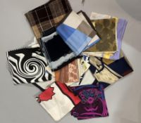 A group of vintage silk scarves, six square