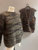 Bernat Klein (1922-2014), a knit buttoned vest in mohair wool, rusts/greys (chest 36". l.32") and