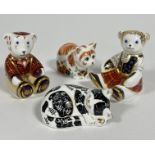 A collection of Royal Crown Derby ceramic paperweights including, Scottish Teddy Fraser, Shona Bear,