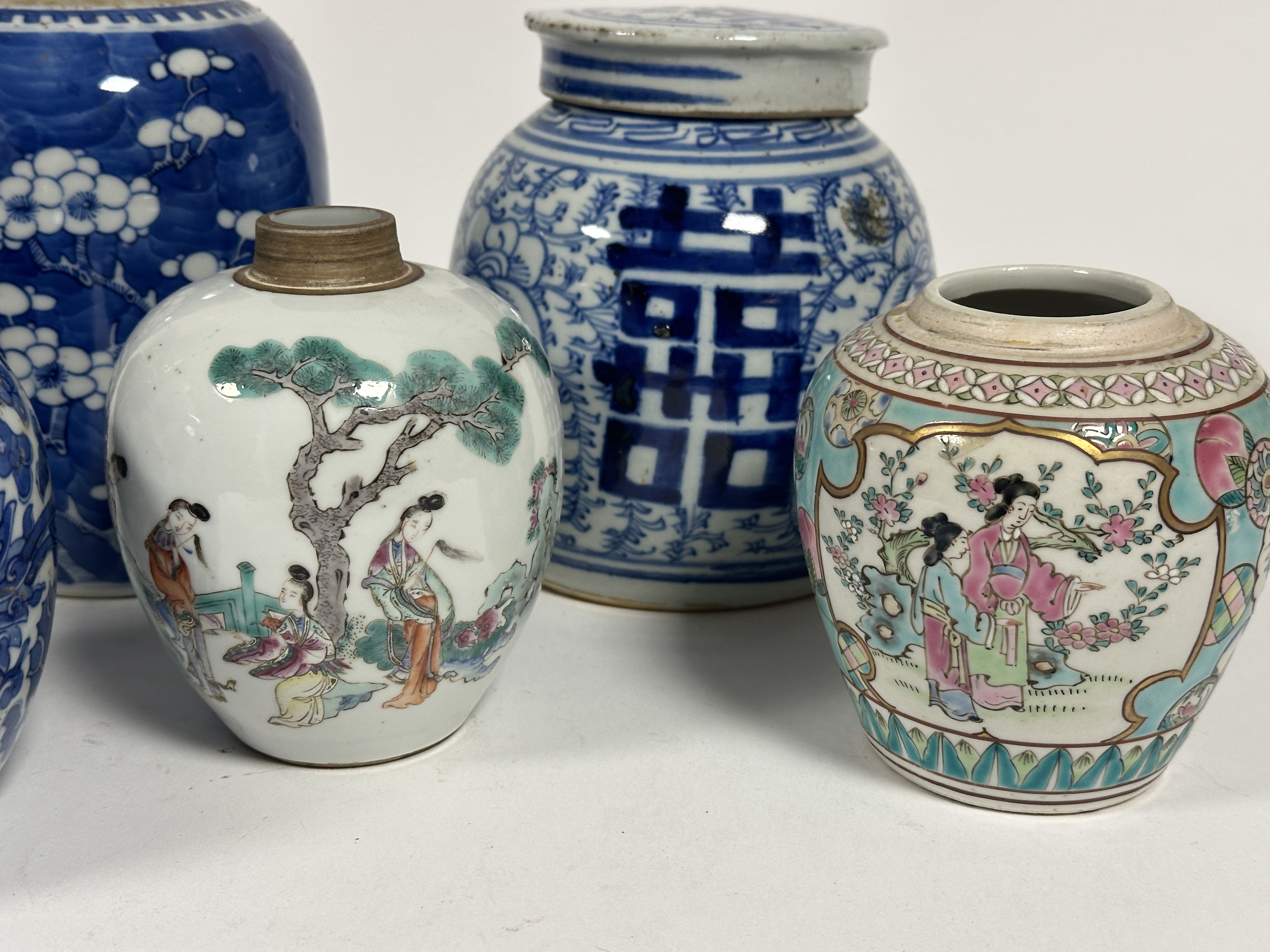 A collection of six late 19th and early 20thc Chinese ginger jars, one with cover and a Japanese - Image 3 of 9
