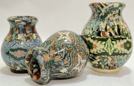 Jean Gerbino for Vallauris, three 'Micro Mosaic' art pottery vases (all marked verso, largest h-