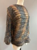 Bernat Klein (1922-2014), a fine open mohair knit jumper warm gold/browns/greys with three quarter