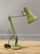 Herbert Terry & Sons, a vintage anglepoise lamp, with conical shade and circular base finished in