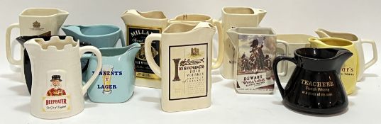 A mixed group of advertising (mainly whisky) ceramic water jugs comprising Dewar's White Label,