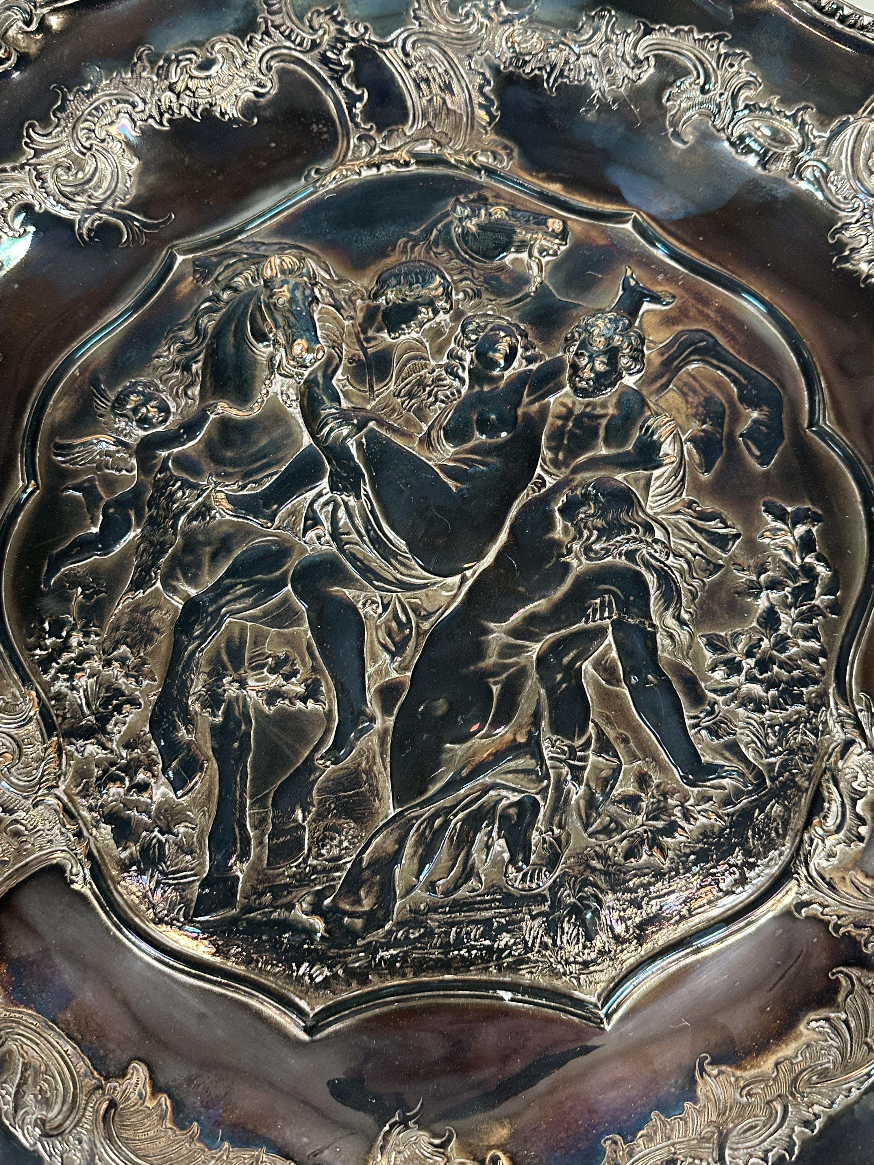 A late 19thc Sheffield plated wall plaque depicting a Roman scene after the triumph of Galatea - Image 2 of 3