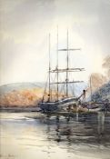 Marcus Holmes,  A.R.W.A (British 1877 - ?), Lying at Anchor, watercolour, signed bottom left, artist