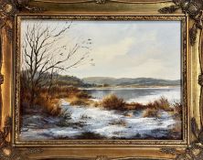 Jean Harrison (Irish), The Peaceful Quoile, oil on canvas, signed bottom right, artist label