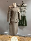 A Christian Dior skirt suit in taupe gaberdine, with fitted Bar style jacket (38") and straight