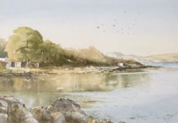 M.Gibb, Scottish Loch scene, watercolour on paper, signed bottom right in a gilt glazed frame. (
