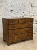 A George III inlaid mahogany chest, fitted with three short and three long graduated drawers, raised