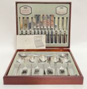 A complete Viners forty four piece Westbury canteen of stainless steel 'feather edge' cutlery compri
