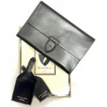 An Aspinal of London black leather document holder (w- 23.5cm) with luggage tags etc... in