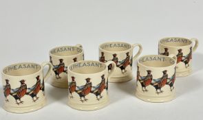 A set of six Emma Bridgewater Birds series Cock Pheasant children's mugs, show no signs of use, (H x