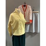 A mixed lot of vintage clothing to include a  1960s fitted wool knit yellow sports jacket by Tanner,