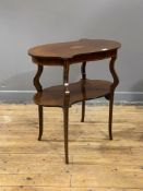 An Edwardian mahogany occasional table, the top with boxwood conch shell unlay and chaquered inlay