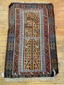 A Vintage flat weave vegetable dyed kilim rug of stylised geometric design 167cm x 100cm.