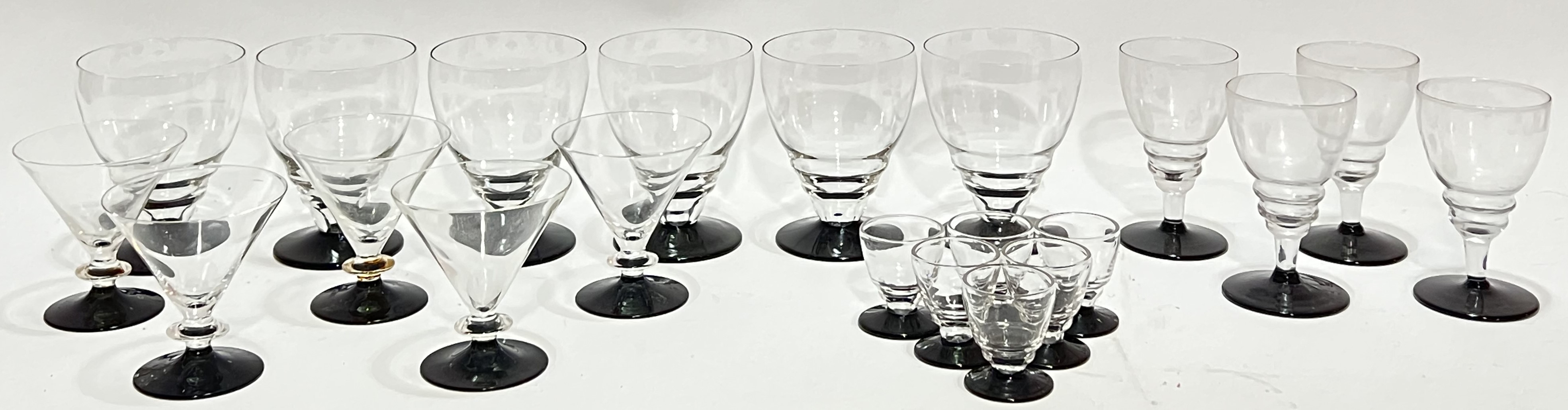 A group of mid-century Art Deco style drinking glasses comprising six large tumblers (h- 11cm), five - Image 2 of 2