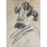 Will Owens (British 1869-1957), Portrait of Charles Dickens, charcoal sketch on brown paper, paper