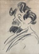 Will Owens (British 1869-1957), Portrait of Charles Dickens, charcoal sketch on brown paper, paper