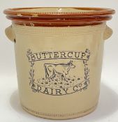 A 7lb Buttercup Dairy Co twin-handled stoneware crock made by Buchan Pottery (Portobello, Edinburgh)