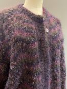 Bernat Klein: a mohair knit cardigan in shades of deep purple/blues with gold flecks