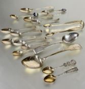 A collection of odd silver flatware including a Irish Dublin George III fiddle pattern table spoon