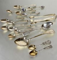 A collection of odd silver flatware including a Irish Dublin George III fiddle pattern table spoon