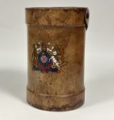A painted leather "shell case" wastepaper basket, 20th century