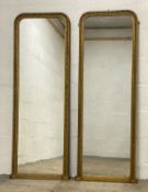 A pair of Victorian giltwood and gesso pier glass mirrors, the frames, of rectangular outline,